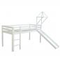 Preview: Kinderbett Hochbett Spielbett Kiefer Massiv Pirat weiss + Rutsche Turm