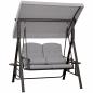 Preview: 2-sitzer-hollywoodschaukel-gartenschaukel-mit-sonnendach-kissen-tablett-metall-polyester-grau-162x118x173cm