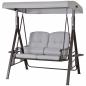 Preview: 2-sitzer-hollywoodschaukel-gartenschaukel-mit-sonnendach-kissen-tablett-metall-polyester-grau-162x118x173cm