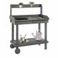 Preview: pflanztisch-mit-schublade-2-stufen-gaertnertisch-mit-waschbecken-und-rollen-garten-tannenholz-grau-92x45x119cm