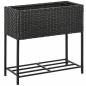 Preview: poly-rattan-hochbeet-blumenkasten-mit-fuessen-blumentopf-mit-ablage-mischbraun-70x30x70cm