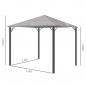 Preview: pavillon-mit-polycarbonatdach-vorhaenge-mit-fliegennetz-alugestell-dunkelgrau-3x3m