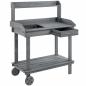 Preview: pflanztisch-mit-schublade-2-stufen-gaertnertisch-mit-waschbecken-und-rollen-garten-tannenholz-grau-92x45x119cm