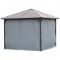 Preview: pavillon-mit-polycarbonatdach-vorhaenge-mit-fliegennetz-alugestell-dunkelgrau-3x3m