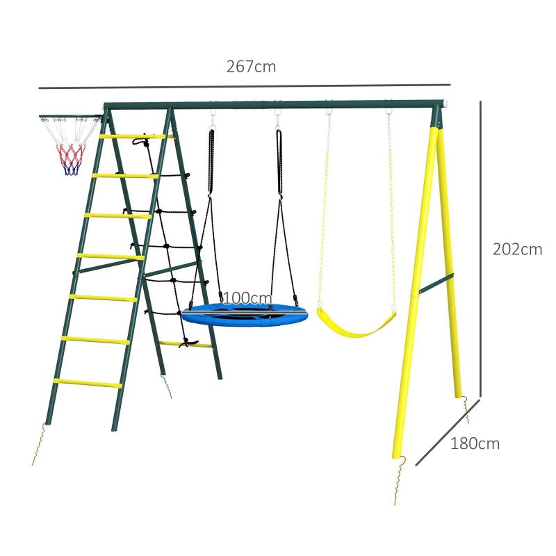 kinderschaukel-set-4-in-1-schaukelgeruest-schaukelgestell-mit-2-schaukeln-basketballkorb-kletterleiter-gartenschaukel-fuer-3-8-jahre-kinder-stahl-gelb