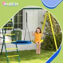 Mobile Preview: kinderschaukel-set-4-in-1-schaukelgeruest-schaukelgestell-mit-2-schaukeln-basketballkorb-kletterleiter-gartenschaukel-fuer-3-8-jahre-kinder-stahl-gelb