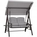 Mobile Preview: 2-sitzer-hollywoodschaukel-gartenschaukel-mit-sonnendach-kissen-tablett-metall-polyester-grau-162x118x173cm