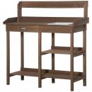 Mobile Preview: pflanztisch-gaertnertisch-blumentisch-mit-wanne-garten-tannenholz-braun-117x45x121cm