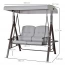 Mobile Preview: 2-sitzer-hollywoodschaukel-gartenschaukel-mit-sonnendach-kissen-tablett-metall-polyester-grau-162x118x173cm