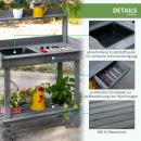 Mobile Preview: pflanztisch-mit-schublade-2-stufen-gaertnertisch-mit-waschbecken-und-rollen-garten-tannenholz-grau-92x45x119cm
