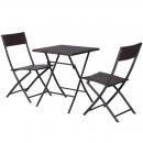 Mobile Preview: Polyrattan Bistroset für 2 Personen Sitzgruppe Rattan Gartenmöbel Set Garnitur Braun