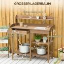 Mobile Preview: pflanztisch-gaertnertisch-blumentisch-mit-wanne-garten-tannenholz-braun-117x45x121cm