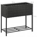 Mobile Preview: poly-rattan-hochbeet-blumenkasten-mit-fuessen-blumentopf-mit-ablage-mischbraun-70x30x70cm