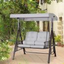 Mobile Preview: 2-sitzer-hollywoodschaukel-gartenschaukel-mit-sonnendach-kissen-tablett-metall-polyester-grau-162x118x173cm