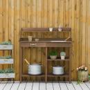 Mobile Preview: pflanztisch-gaertnertisch-blumentisch-mit-wanne-garten-tannenholz-braun-117x45x121cm