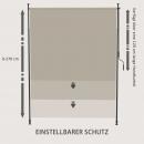 Mobile Preview: seitenmarkise-montage-ohne-bohren-hoehenverstellbar-mit-handkurbel-metallrahmen-sandfarben-200x215-305cm